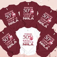 five birthday shirts with the number 50 on them