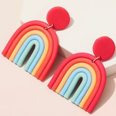 New Rainbow drop earrings polyresin  Beautiful colorful Be aware  ➡️🛑Due to camera light colors might be slightly different Earrings Shein, Polymer Earrings, Rainbow Earrings, Resin Earrings, Jewelry Earrings Hoops, Cute Earrings, Boho Earrings, Polymer Clay Earrings, Clay Earrings