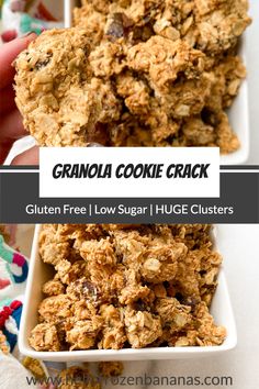 Homemade Chunky Granola, Cookie Dough Granola, Granola Cookies Recipe, Granola Chunks, Crunchy Snacks, Granola Cookies, Iced Oatmeal Cookies