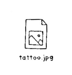 the logo for tattoo j pqg, which has been drawn in black and white