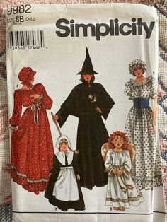 an old fashion sewing pattern for women's dresses and bonnets, with the words simplily written on it