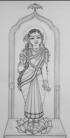 Goddess Andal Drawing, Mysore Painting, Buddhist Art Drawing, Kalamkari Painting, Durga Painting, Kerala Mural Painting, Hinduism Art