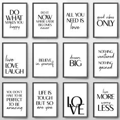 black and white wall art prints with different sayings