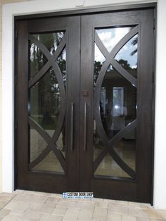 a double door with glass panels on the outside