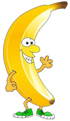 a cartoon banana with one hand and two feet, giving the thumbs up while standing in front of it