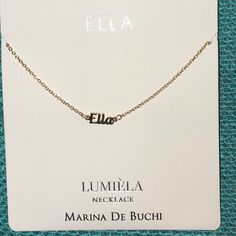 Name Necklace “Ella” Necklace Adjusts Please Look At All Pictures. As You Can See I Was Posting This Jewelry And Those Mark On The Mapper Are Must Won’t. The Jewelry Is Completely Perfect. I Will Also Throw In A Jewelry Bag I Case You Wanted To Give As A Gift. I Didn’t Try To Take It Off Because I Did T Want To Make It Worse. It Actually Happened To About 5 Of My Items. It Only Hit One But I Thought They Were Dry So I Put Them All Back In The Bag Together And That’s How It Got On The Others. Ella Necklace, In The Bag, Jewelry Bag, New Names, Jewelry Brand, Jewelry Bags, Name Necklace, Jewelry Branding, Womens Jewelry Necklace