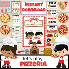 pizza party printables for kids and adults to play in the kitchen or at home