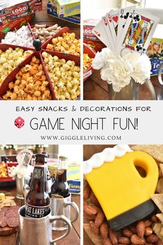 some snacks and decorations for game night fun