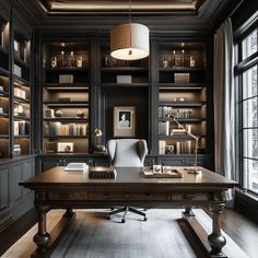 Stock Photography Business: Office Pictures Quality Masculine Office, Built In Bookshelves, Office Built Ins, Modern Office Decor, Office Interior Design Modern, Office Background, Luxury Office, Virtual Office