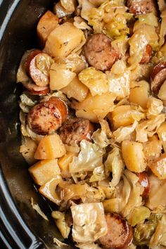 the food is prepared and ready to be cooked in the crock pot for dinner