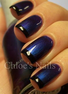 Chloe's Nails: Funky French Blue French Manicure, Black French Manicure, Chloe Nails, Makijaż Smokey Eye, Blue Nail, Nails French, Ideas Nails