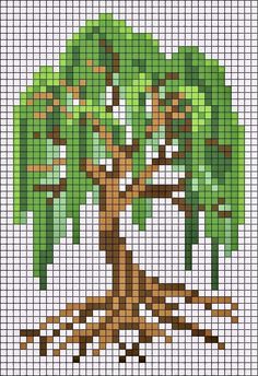 a cross stitch pattern with a tree on it