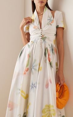 Cotton Summer Dresses, Midi Halter Dress, Womens Blouses Summer, Rosie Assoulin, Elegant Dresses Classy, Halter Midi Dress, Classy Dress Outfits, Stylish Dresses For Girls, Maximalism