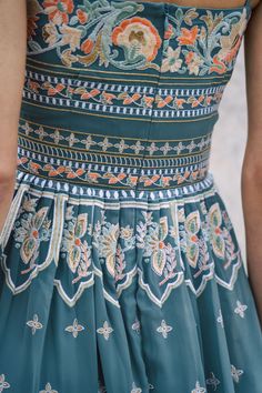 Embroidered Blue Dress, Matador Costume, Teal Blue Dress, Amara Dress, Holiday Getaway, Blue Summer Dress, Dusty Teal, Bold Dresses, Skirt Pockets