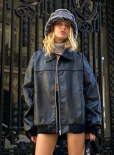 Goldsmith Faux Leather Bomber Jacket Black Van Outfits, Leather Shorts Outfit, Festival Jacket, Shiny Pants, Coachella Outfit, Lycra Fabric, Leather Shorts, Casual Tank Tops, Floral Dress Black