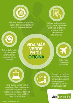 a green poster with the words vida mas verdue en tu officina