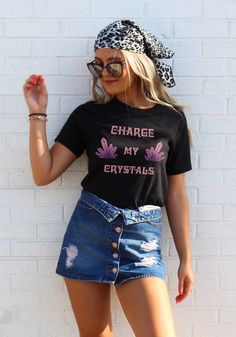 Charge My Crystals Tee by kaeraz | Mystical Witchy Tees | Vintage Halloween Shirts Rose Ceremony, Bridesmaid Shirts Bachelorette, Edgy Woman, Asking Bridesmaids, Bachelor Nation, Shirts Graphic Tees, Goth Clothing, Bridesmaid Shirts, Witch Outfit