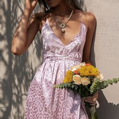 Sexy Leopard V-neck Backless Lace Up Party Dress Women Summer Spaghetti Strap Holiday Sundresses Beach Pink Long Vestido Bridesmaid Dress Rose, V Neck Long Dress, Dress Rose Gold, Summer Spaghetti, Formal Bridesmaids Dresses, Party Dress Women, Beach Pink, Deep V Dress, Split Hem Dress