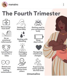 a woman holding a baby in her arms with the text, the fourth trimester