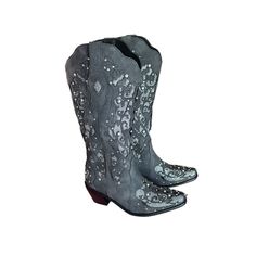 Women's Embroidered Glitter Western Cowboy Boot Round Point Toe Grey Size 7.5 (Eu 38) Item Is New In Box, Amazon Bought. Item Will Ship Within 2 Business Days. Amazon Buy, Cowboy Boot, Western Cowboy Boots, Walker Boots, Fit N Flare Dress, Western Cowboy, Rain And Snow Boots, Boot Sandals, Shoes Heels Boots