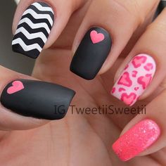 Matte nails Heart Nail Designs, Heart Nail, Cute Nail Art, Heart Nails