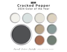 the color scheme for cracked pepper is shown in several different colors and sizes, including black,