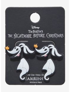 the nightmare before christmas earrings from disney's animated movie, featuring two white ghost characters