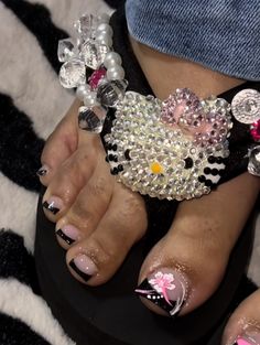 Acrylic Toes With Flowers, Pedicure With Acrylic, Cute Toe Designs