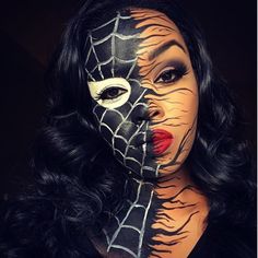 Venom Makeup Men, Spider Man Face Paint, Spiderman Makeup, Zombie Prom, Makeup Scary