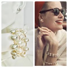 Love Grace Kelly's understated style? This stackable bracelet can be worn on it's worn or wear few to create the look similar to one of Grace Kelly's classic looks. The bracelet is made to order. A 7.5 inch bracelet fits a 6 inch wrist. Add a least 1.5 inch to wrist size.  purchase 2 or 3 to create the stackable look. Available in white or silver pearls. Comes with a crystal embellished heart clasp.  Made wit love for Grace Kelly. Grace Kelly Jewelry, Elegant Everyday Pearl Stretch Bracelet, Elegant Stackable Pearl Beaded Bracelets, Elegant Hypoallergenic Pearl Stretch Bracelet, Black Pearl Bracelet, Tahitian Pearl Bracelet, Classy Girls Wear Pearls, Yellow Bracelet, Pearl Bracelets