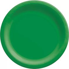 a green paper plate on a white background