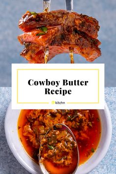 cowboy butter recipe on a plate with spoons