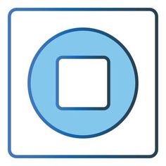 a square blue and white object with a rectangle in the center on a white background