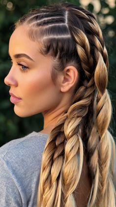 braids hairstyles cornrows zig zag Jumbo Boho Knotless Braids, Jumbo Boho Braids, Boho Knotless Braids, Two Braid Hairstyles, Viking Braids, Boho Knotless, Stitch Braids, Short Braids, Two Braids