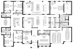 the floor plan for a home with two living areas and three bedroom units, including an office