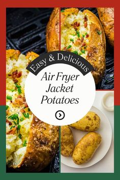 Jacket potatoes with toppings in air fryer.