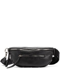 From Hammitt&#x2C; the Charles Gunware Hardware Crossbody Belt Bag features: Crafted with heavy pebbled leather Brushed metal hardware&#x2C; covered for lifeApprox. 11" x 1.5" x 5.75"Strap: 1.75"W x 29.5"- 52"LLeather credit card slot with embossed logoExterior features bottom-side rivetsLeather tassel zipper pullsFront zip pocket&#x2C; back zip pocketRectangle ring and small O-ring for strap attachmen Black Leather Belt Bag With Gunmetal Hardware, Luxury Bag With Gunmetal Hardware And Pebbled Leather, Black Pebbled Leather Bag With Metal Hardware, Black Pebbled Leather Bag With Gunmetal Hardware, Crossbody Belt Bag, Gunmetal Hardware, Perfect Handbag, Sling Bags, Belt Bags