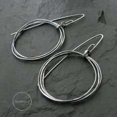 Earrings are made of oxidized silver 925    Dimensions: The whole length: 2.5" / 6.4cm diameter circles: 1.57 " / 4cm Single earring's weight : 4.2 g Thank you for visiting! Wire Patterns, Wire Creations, Horn Pendant Necklace, Claddagh Ring, Moon Pendant Necklace, Swarovski Necklace, Hoops Earrings, Crystal Necklace Pendant, Oxidized Silver