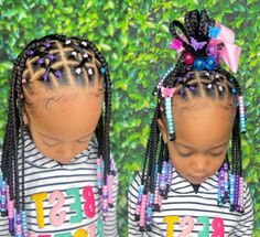 Kids Crown Adjusted Knotless Rubber Band Hairstyles with Braids Rubber Band Hairstyles For Kids, Braids For Kids With Beads, Hair Braids For Kids, Baby Girl Hair Styles, Plait Styles