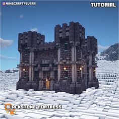 an image of a castle made out of blocks in the snow with text that reads blackstone fortresss