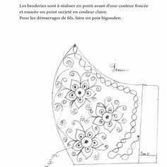 a drawing of a vase with flowers on the side and words in french above it