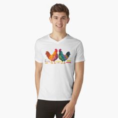 Get my art printed on awesome products. Support me at Redbubble #RBandME: https://www.redbubble.com/i/t-shirt/colorful-roosters-by-ArtfulPlay/164126214.IZGJF?asc=u Positive Clothes, Happy Design, Colorful Artwork, Vibe Clothes, Gay Art, Comfortable Outfits, Human Rights, Positive Vibes, Bright Colors