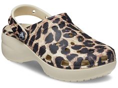 Crocs Classic Platform Clog - Women's Shoes : Bone/Leopard Animal Remix : To continue their support for the LGBTQ community, Crocs is donating to GLAAD, the leading media advocacy organization working to accelerate LGBTQ acceptance. When you're in the mood for a little extra boost, style it up with the Crocs Classic Platform Marbled Tie-Dye Clog with their most generous, roomy fit. This style-relevant version of their Classic icon features a heightened, contoured outsole that supports the upper Lgbtq Acceptance, Crocs Platform, Classic Icon, Crocs Clog, Crocs Clogs, Platform Clogs, Women's Clogs, Women's Crocs, Leopard Animal