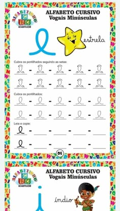 the alphabet and numbers worksheet for children to learn how to write in spanish