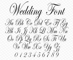 the font and numbers for wedding font