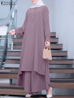 ZANZEA Elegant Muslim Sets Causal Abaya Kaftan Autumn Women Blouse & Pant Sets Causal Long Sleeve Shirt Trousers IsIam Suit Islamic Dress, Pant Sets, Women Blouse, Islamic Fashion, Abayas Fashion