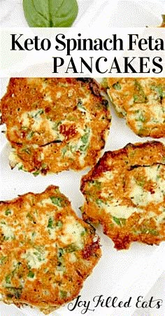 keto spinach feta pancakes with text overlay