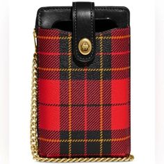 Classic Style With Practical Features, This Perfect Companion Will Keep Your Phone And Other Important Essentials Safe And Secure. 3-3/4"W X 6-1/2"H 23"L Removable Strap Turn-Lock Closure Gold-Tone Hardware Fits Iphone 13 Polyvinylchloride, Polyester, Leather Bag Chain, North South, Michael Kors Hamilton, Printed Bags, Plaid Print, Handbag Accessories, Chain Strap, Coach Bags, Iphone 13