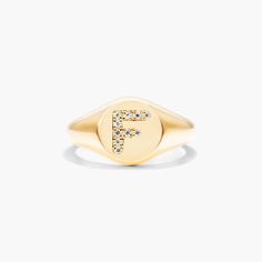 Get personal with an initial signet ring. Whether you want to rock your own initial or that of a loved one, or better yet give a customized gift, these rings fit the bill. You'll want it in every letter of the alphabet! F Initial, E Initial, Ring Fit, The Alphabet, Rose Gold Diamonds, Signet Ring, Diamond Rings, Fashion Rings, Gold Diamond