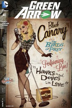 the cover to green arrow's black canary, featuring an image of a woman with a microphone